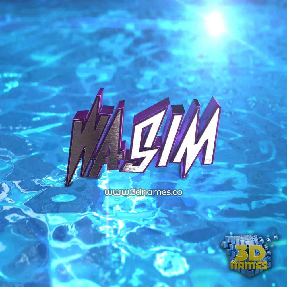 wasim in Water 2015 style - 3D name wallpaper