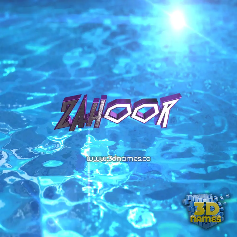 zahoor in Water 2015 style - 3D name wallpaper
