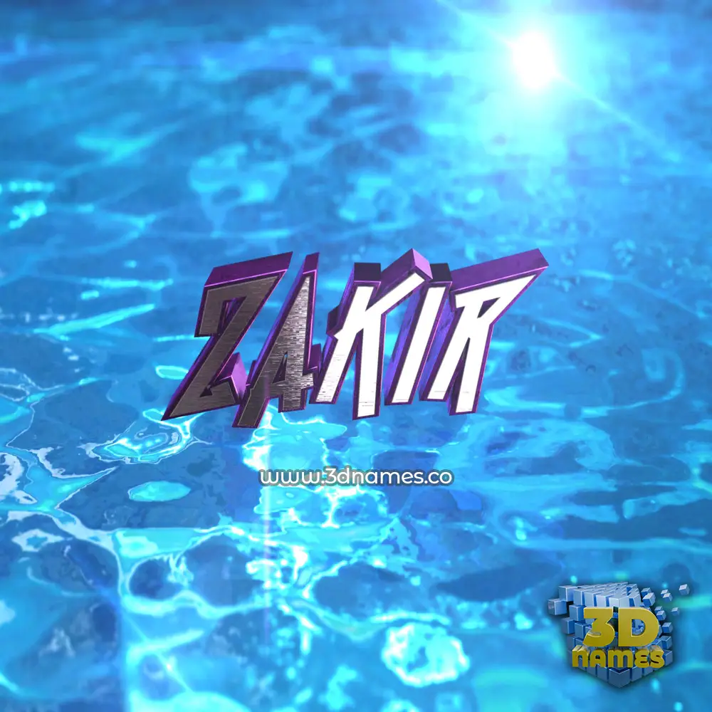 zakir in Water 2015 style - 3D name wallpaper
