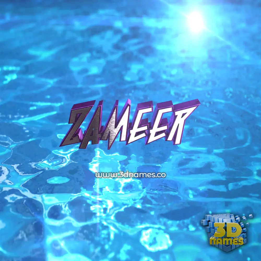 zameer in Water 2015 style - 3D name wallpaper