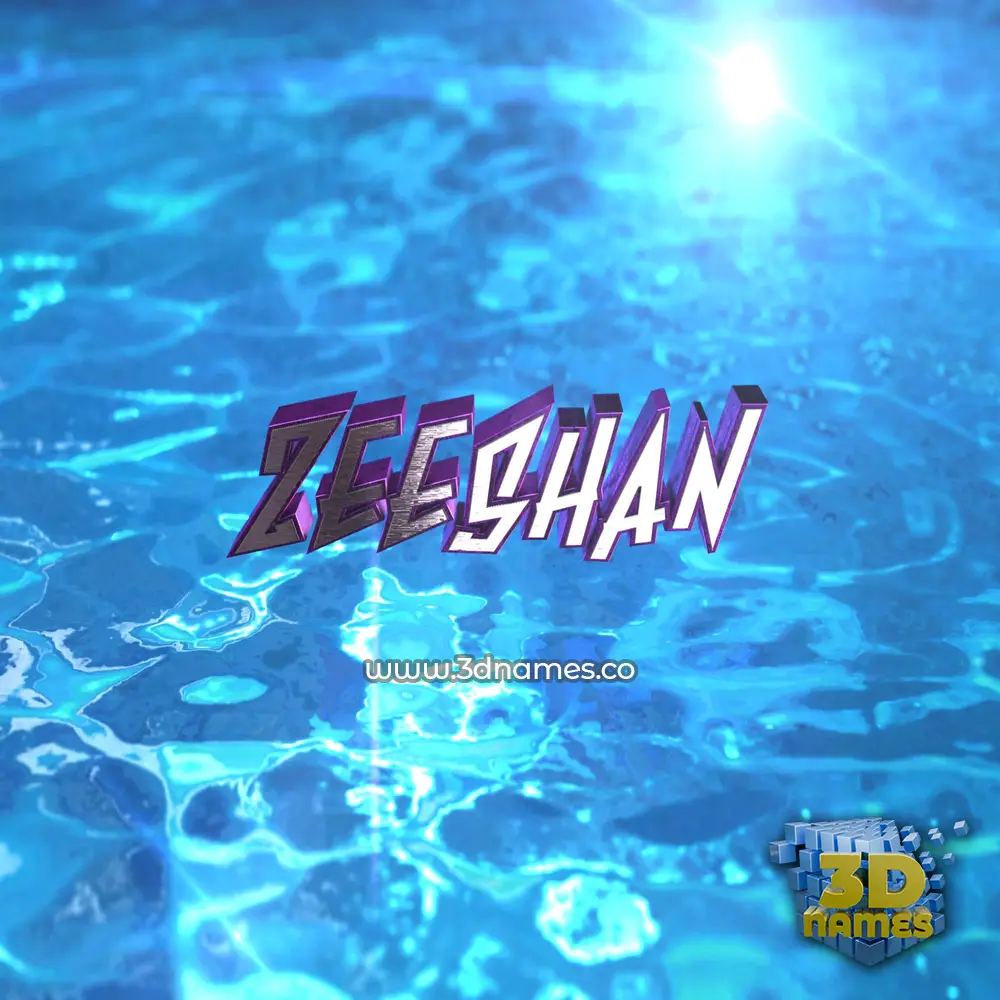 zeeshan in Water 2015 style - 3D name wallpaper