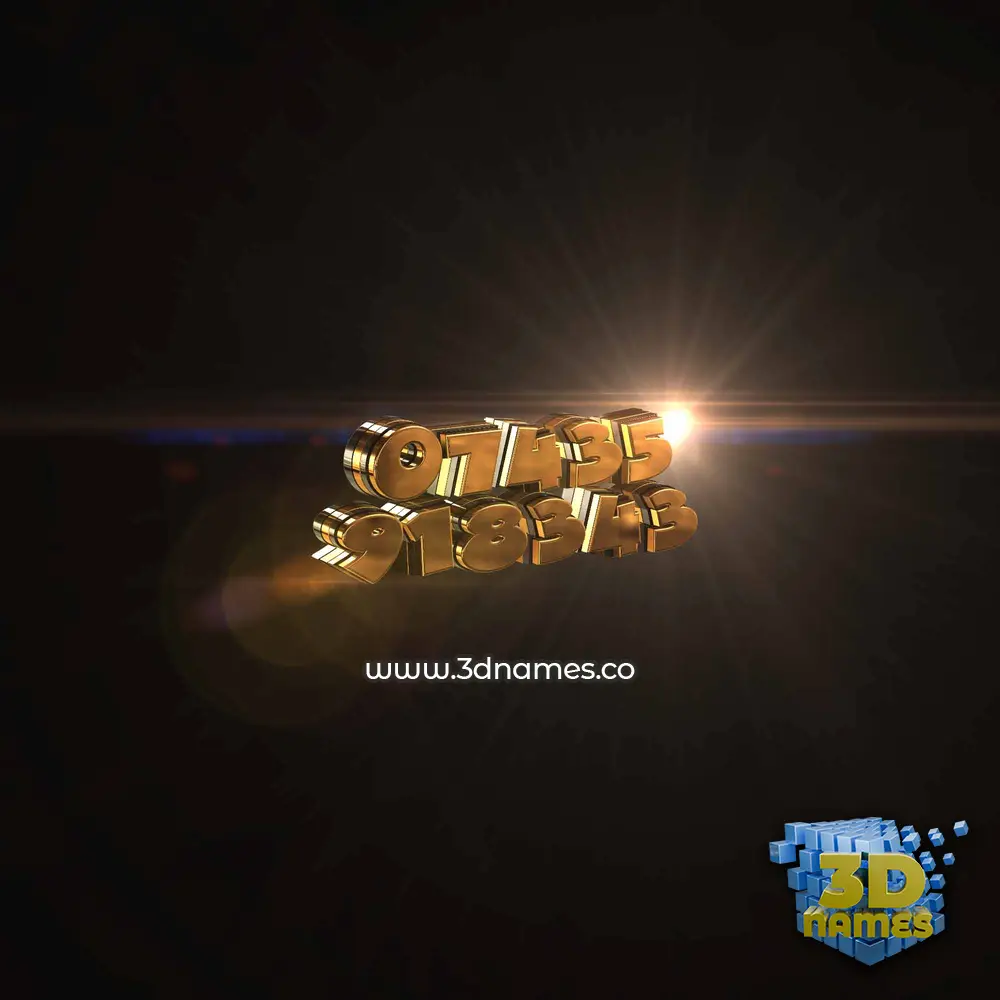 07435 918343 in Golden Sparkle style - 3D name wallpaper
