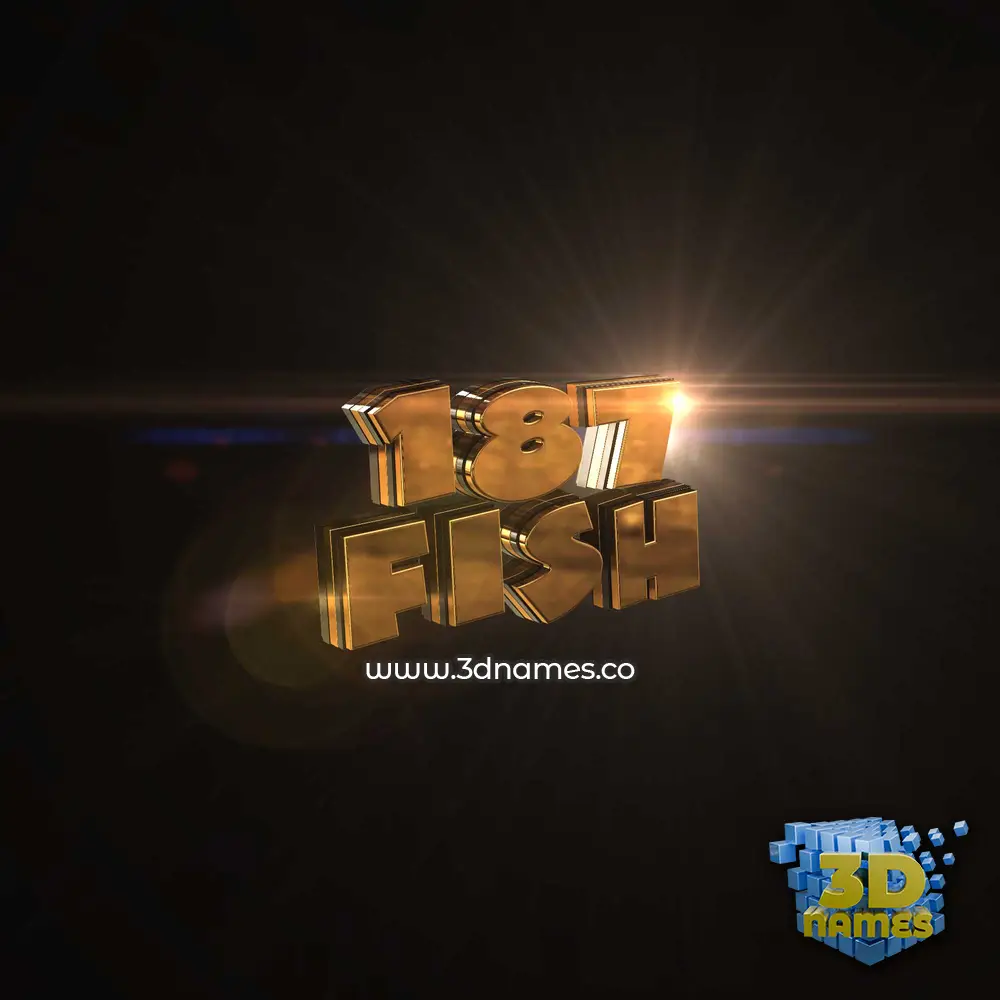 187 fish in Golden Sparkle style - 3D name wallpaper