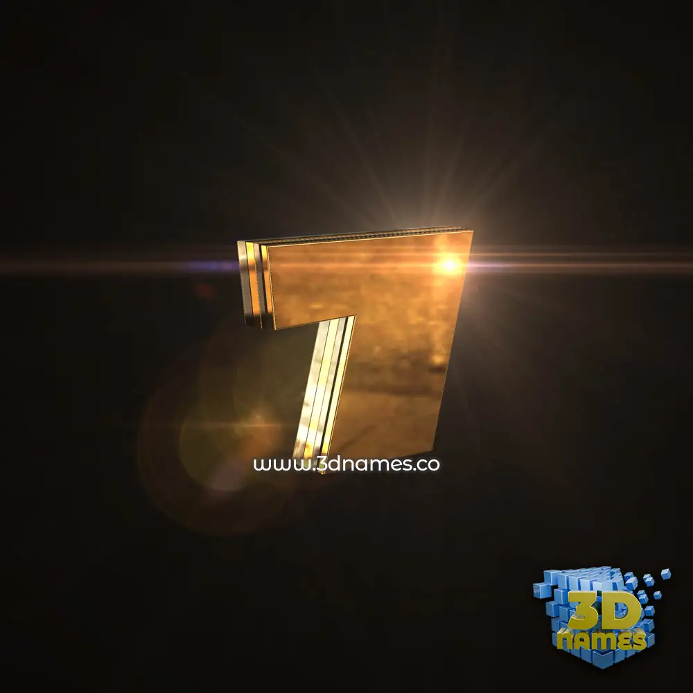 7 in Golden Sparkle style - 3D name wallpaper