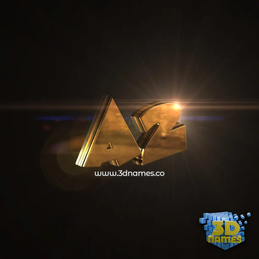a2 in Golden Sparkle style - 3D name wallpaper