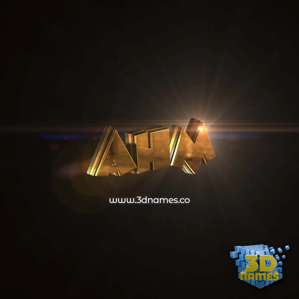 ahm in Golden Sparkle style - 3D name wallpaper