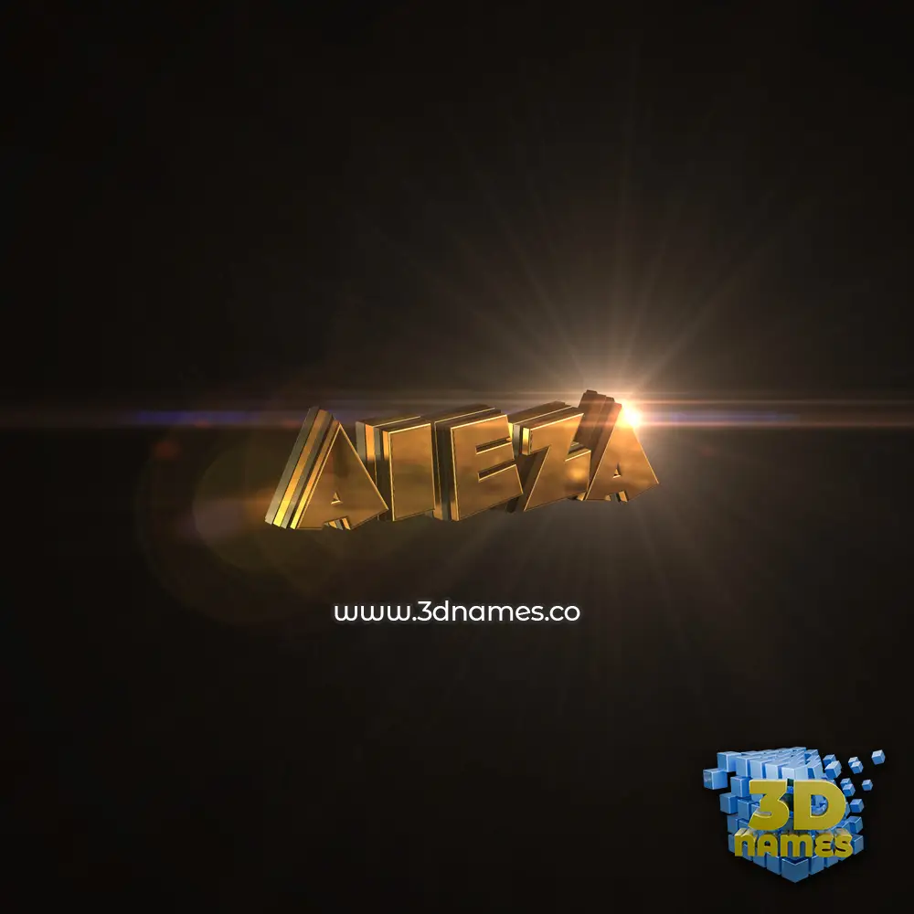 aieza in Golden Sparkle style - 3D name wallpaper
