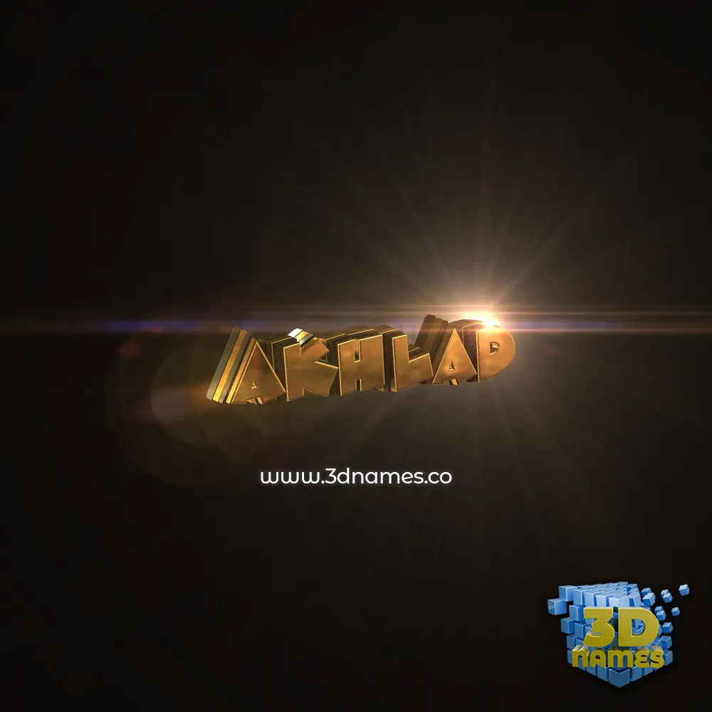 akhlad in Golden Sparkle style - 3D name wallpaper