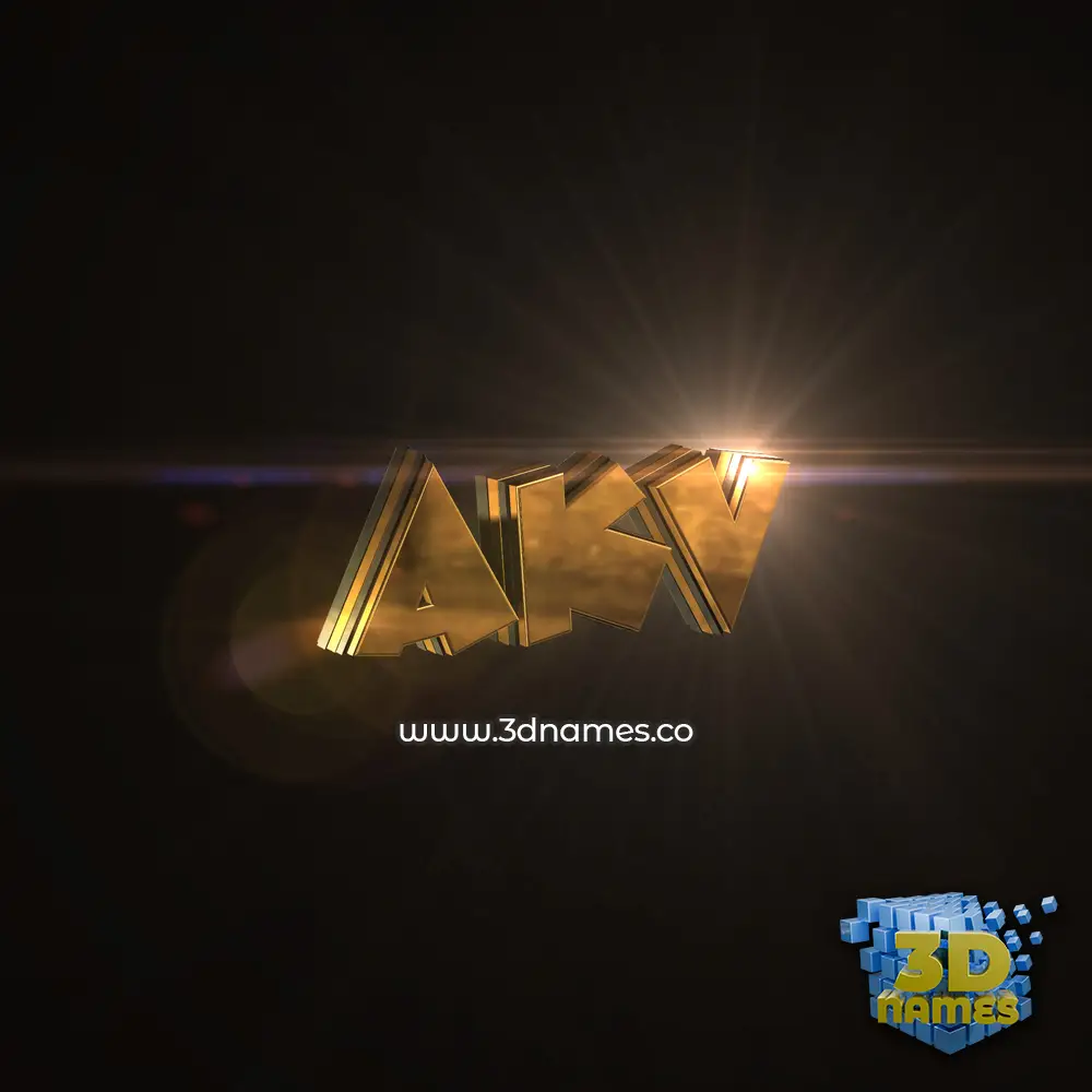 akv in Golden Sparkle style - 3D name wallpaper