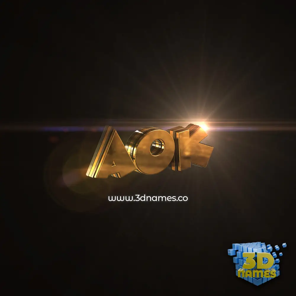 aok in Golden Sparkle style - 3D name wallpaper