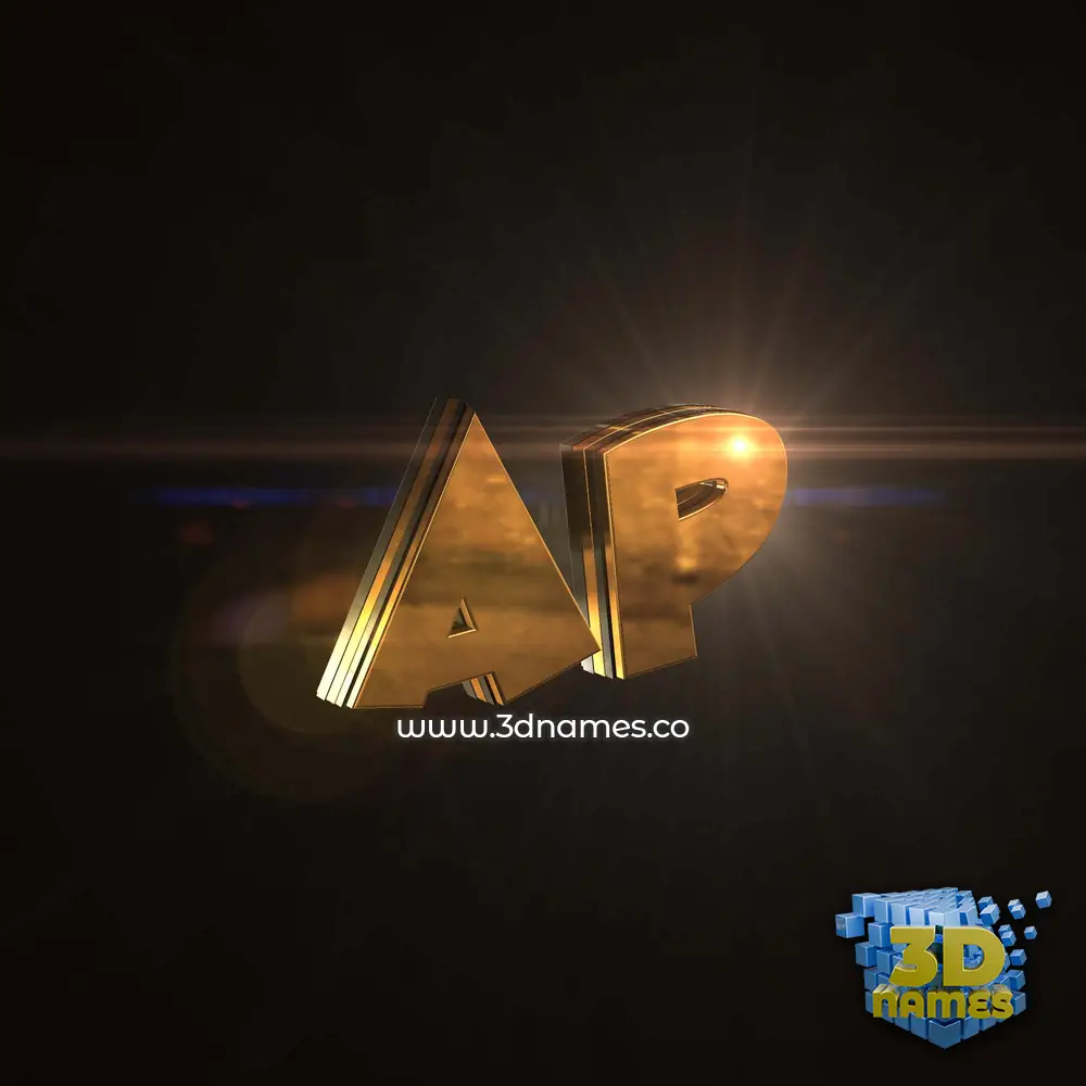 ap in Golden Sparkle style - 3D name wallpaper