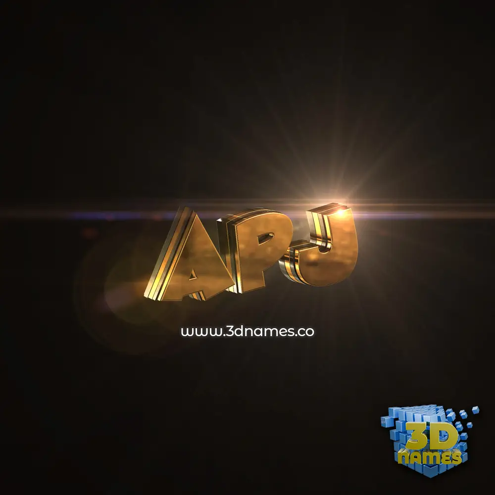 apj in Golden Sparkle style - 3D name wallpaper