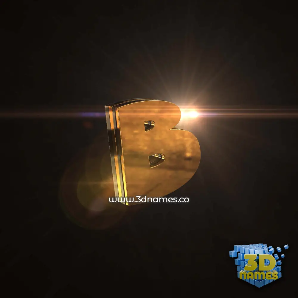 b in Golden Sparkle style - 3D name wallpaper