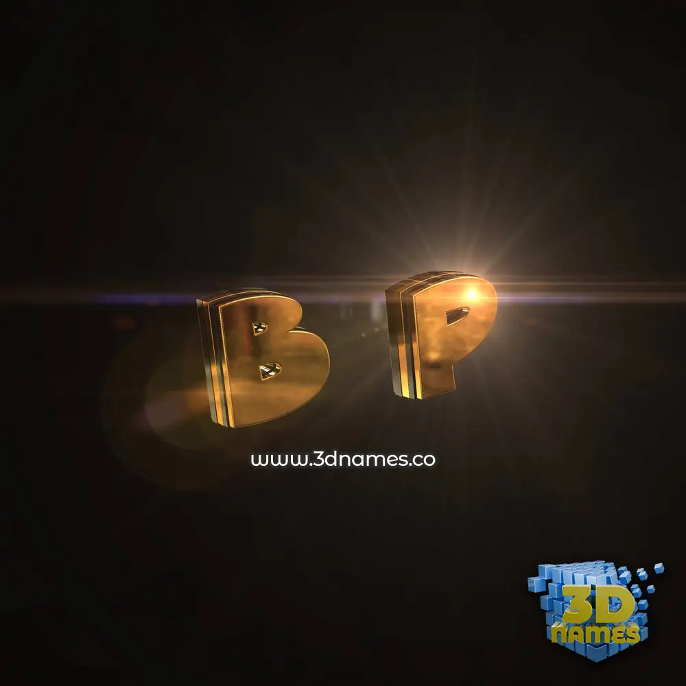 b p in Golden Sparkle style - 3D name wallpaper