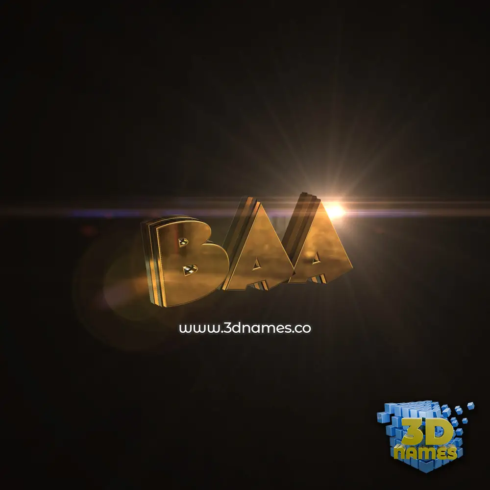 baa in Golden Sparkle style - 3D name wallpaper