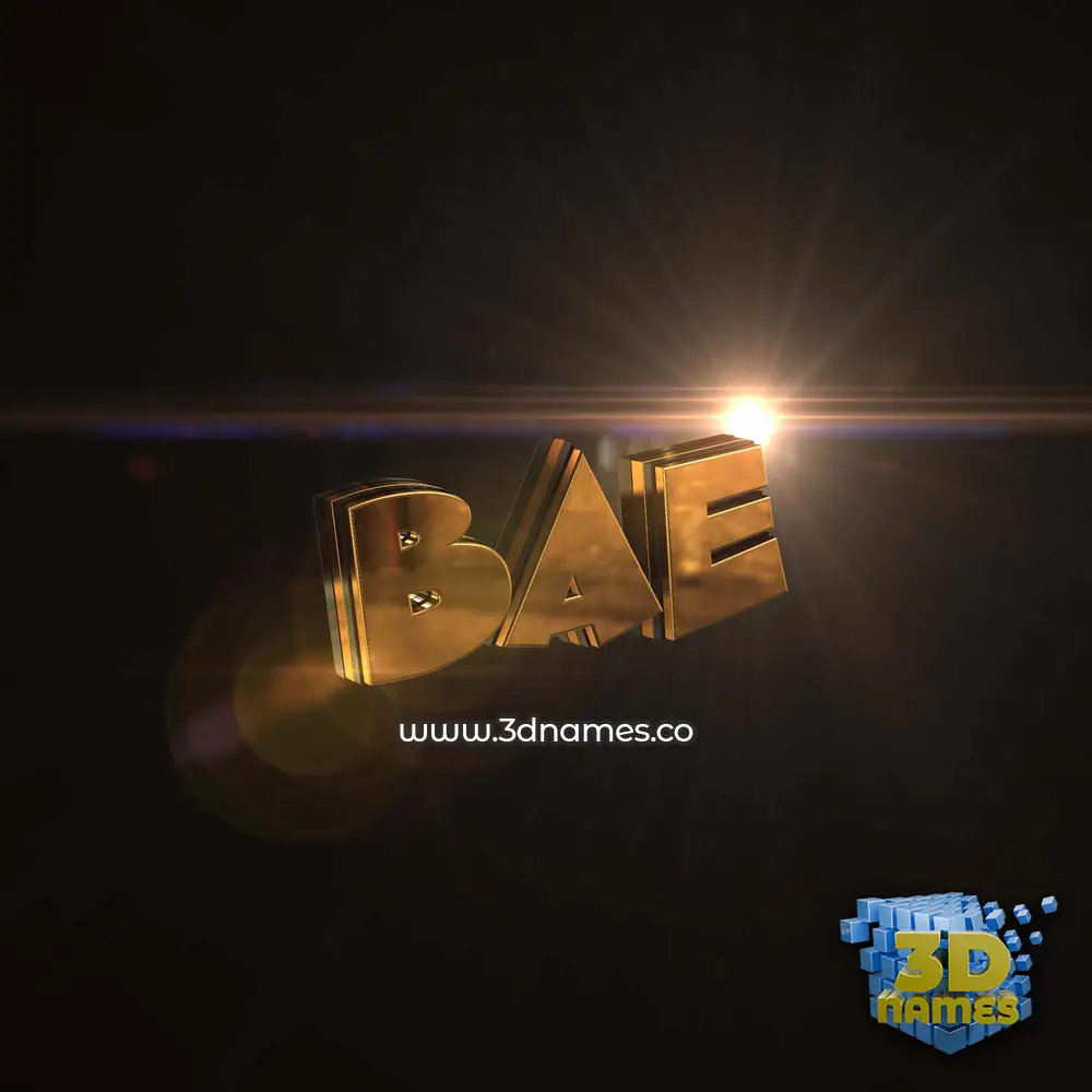 bae in Golden Sparkle style - 3D name wallpaper