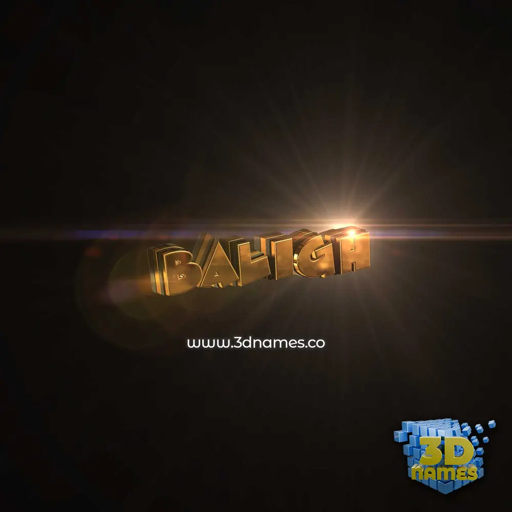 baligh in Golden Sparkle style - 3D name wallpaper