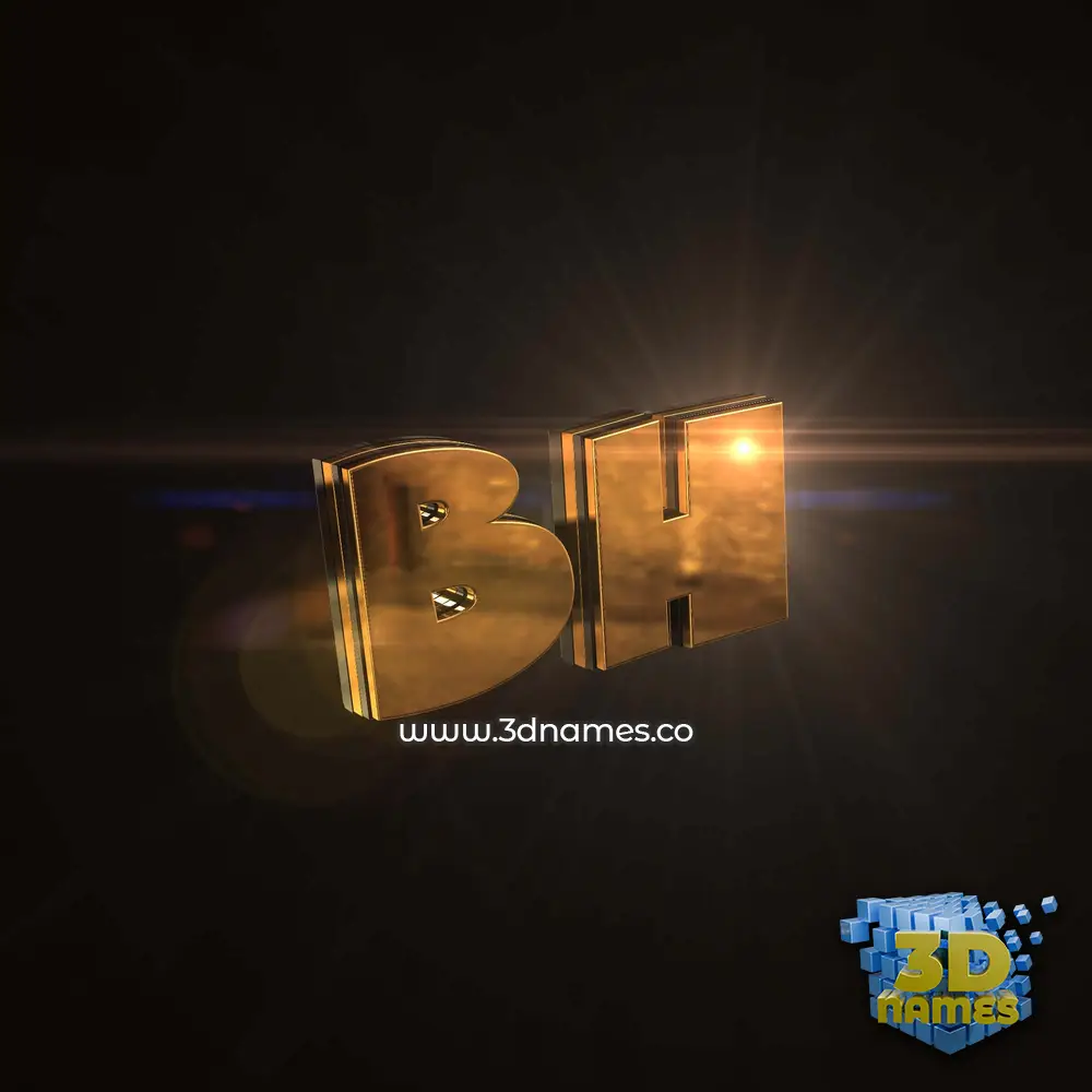 bh in Golden Sparkle style - 3D name wallpaper