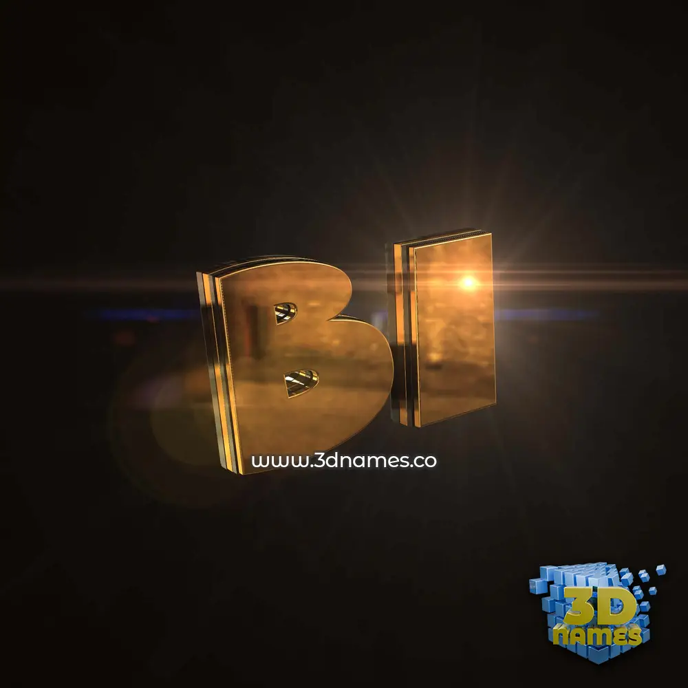 bi in Golden Sparkle style - 3D name wallpaper
