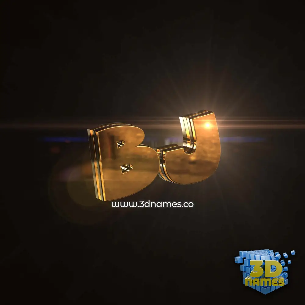 bj in Golden Sparkle style - 3D name wallpaper