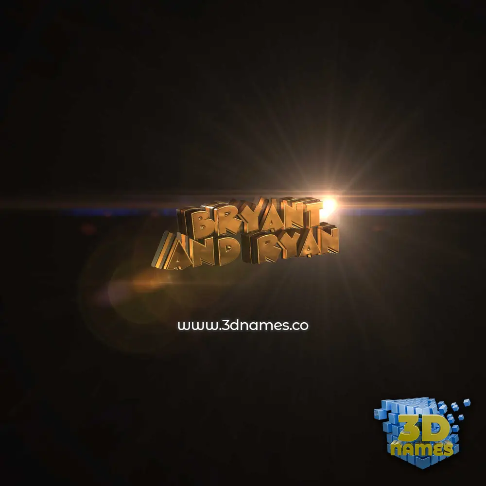 bryant and ryan in Golden Sparkle style - 3D name wallpaper