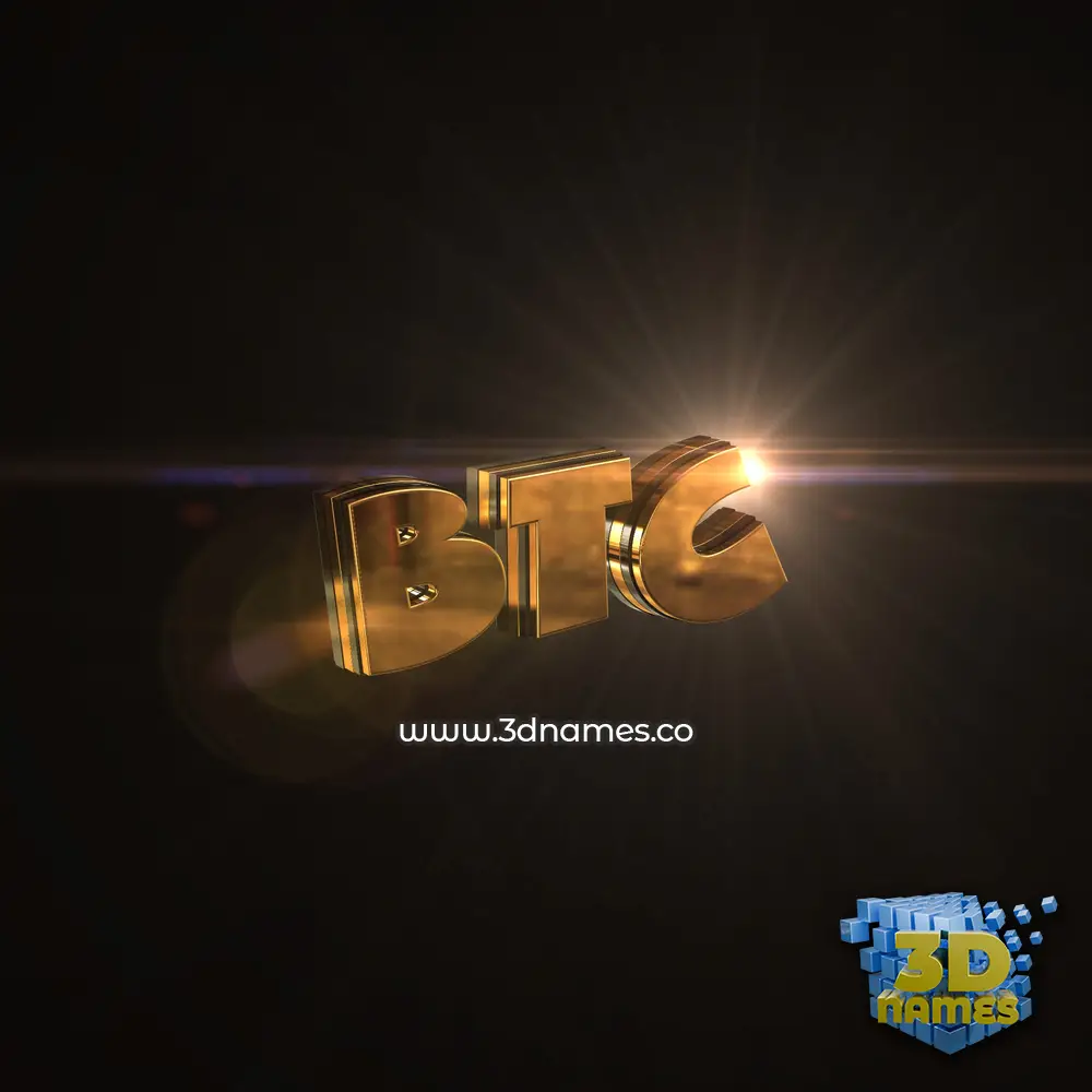 btc in Golden Sparkle style - 3D name wallpaper