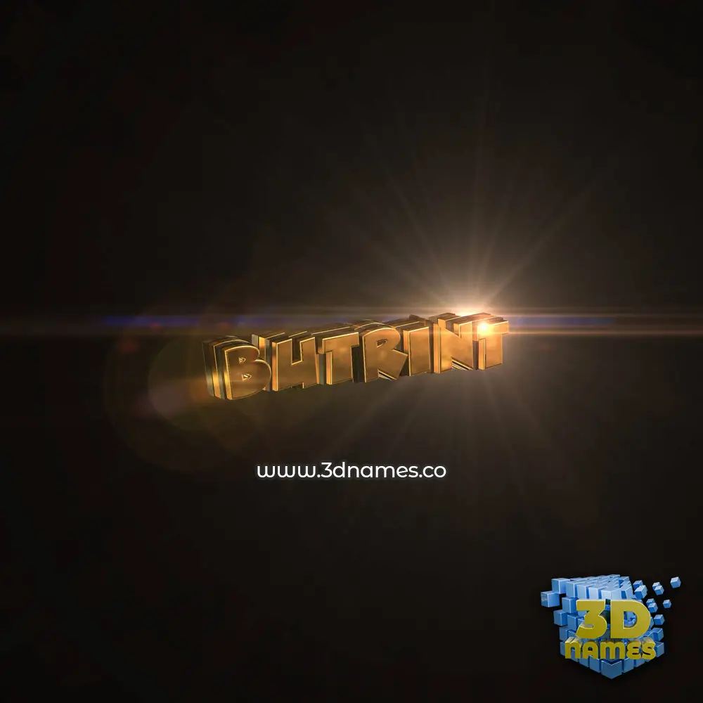 butrint in Golden Sparkle style - 3D name wallpaper