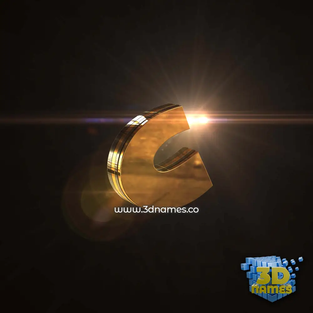 c in Golden Sparkle style - 3D name wallpaper