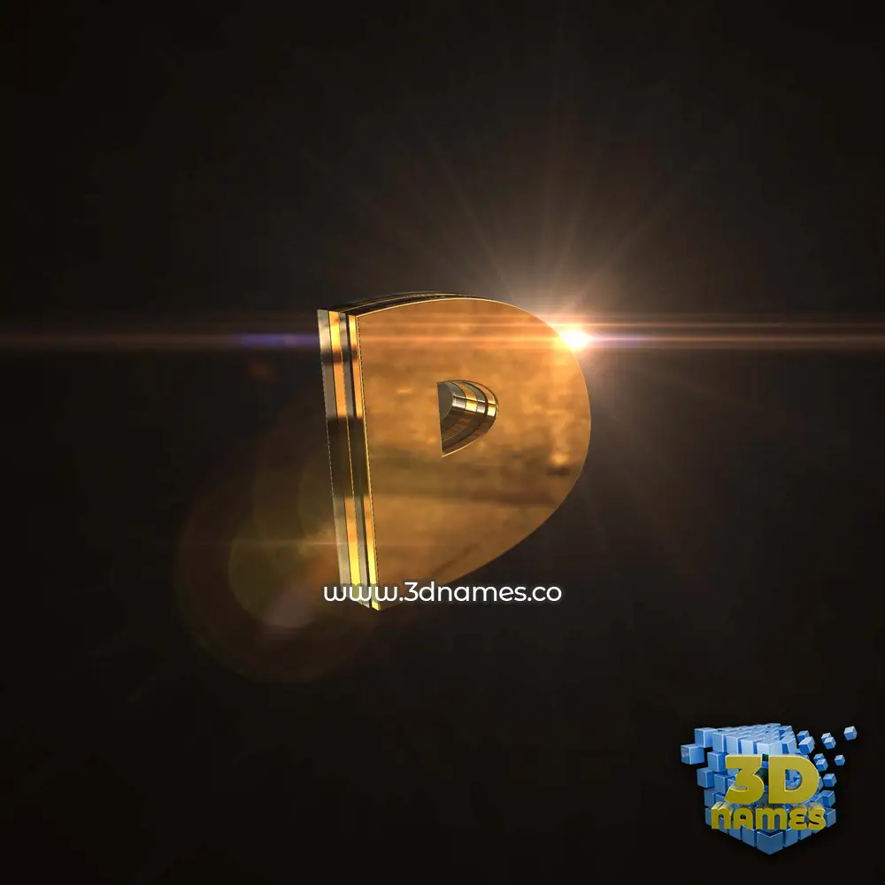 d in Golden Sparkle style - 3D name wallpaper
