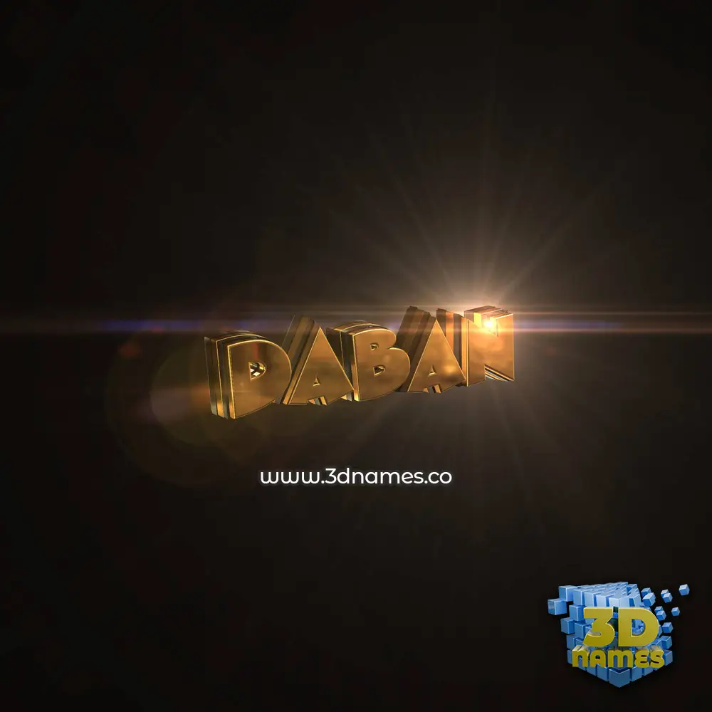 daban in Golden Sparkle style - 3D name wallpaper