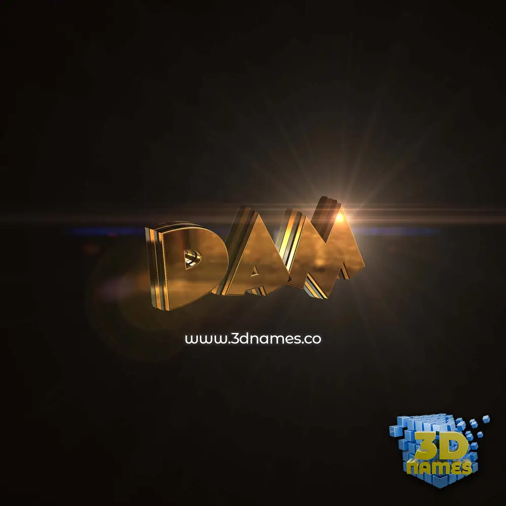 dam in Golden Sparkle style - 3D name wallpaper