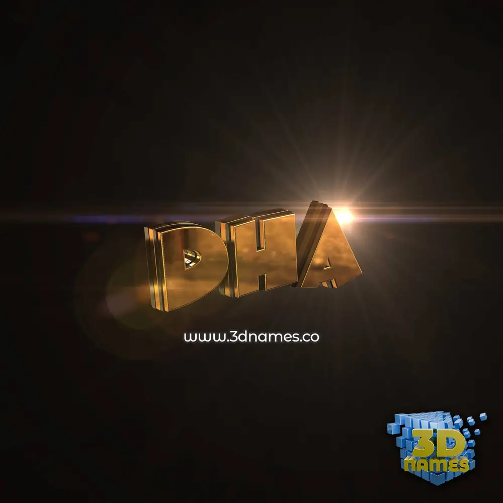 dha in Golden Sparkle style - 3D name wallpaper