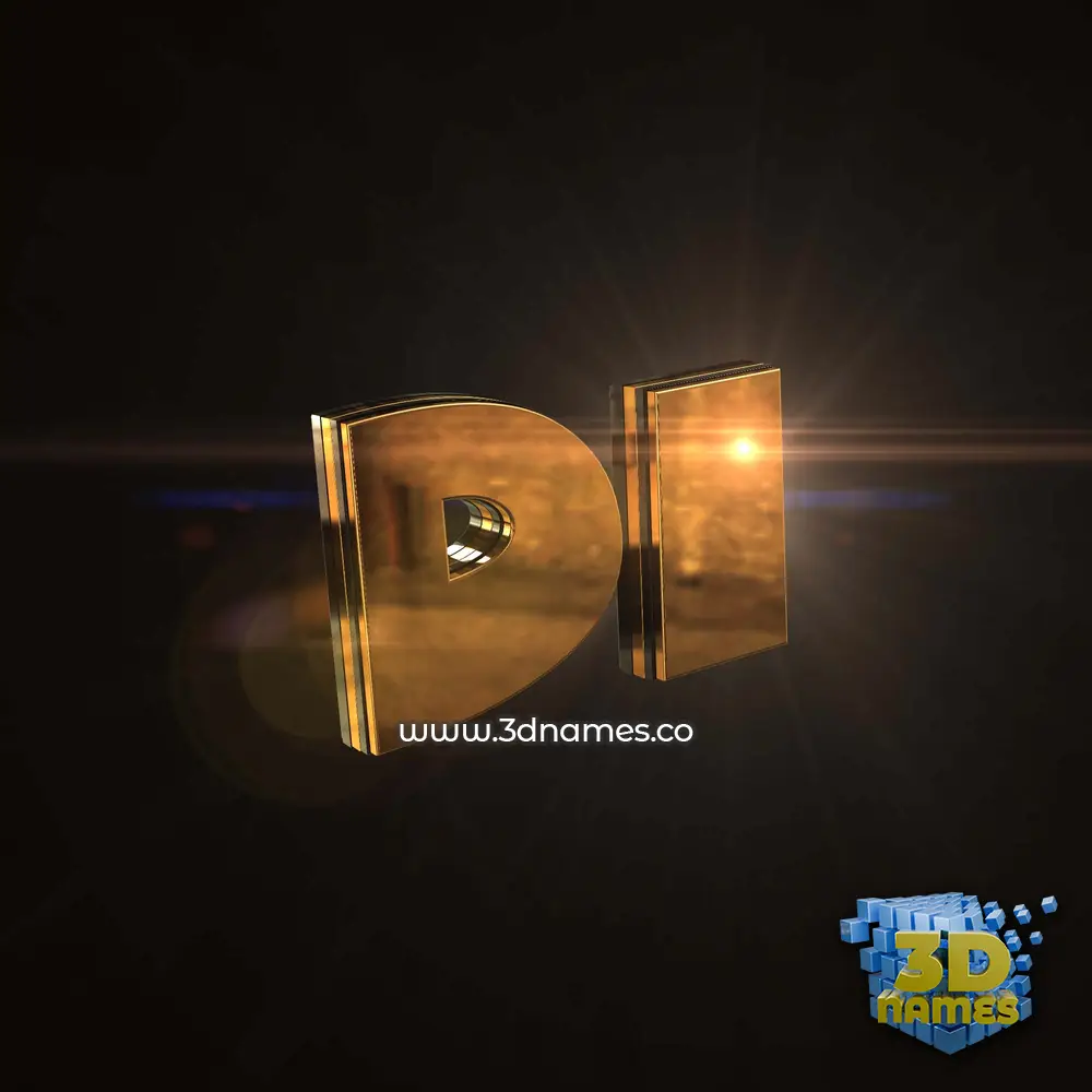 di in Golden Sparkle style - 3D name wallpaper