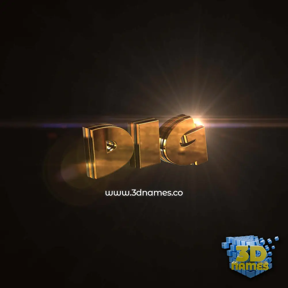 dig in Golden Sparkle style - 3D name wallpaper