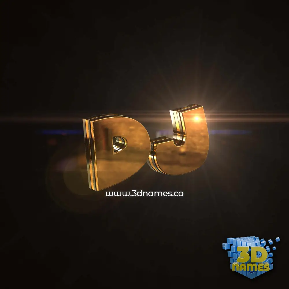 dj in Golden Sparkle style - 3D name wallpaper