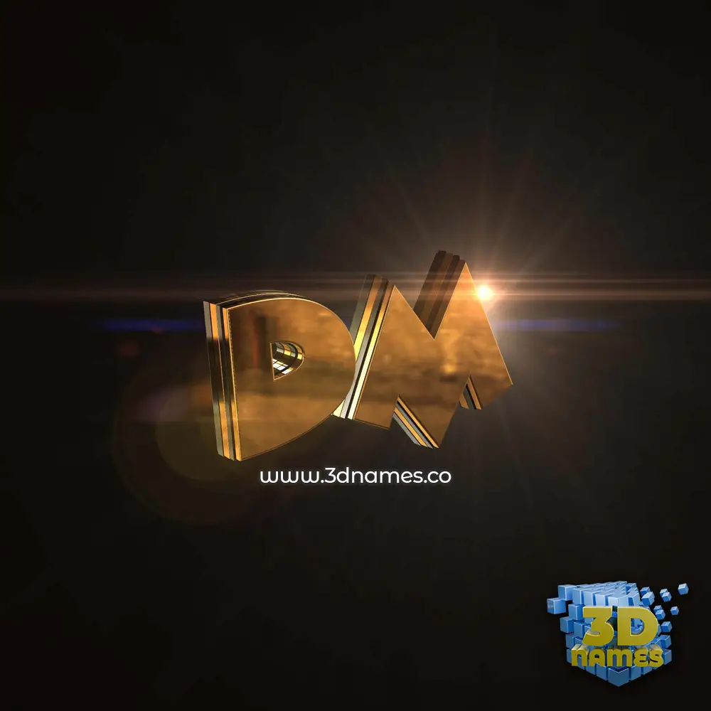 dm in Golden Sparkle style - 3D name wallpaper