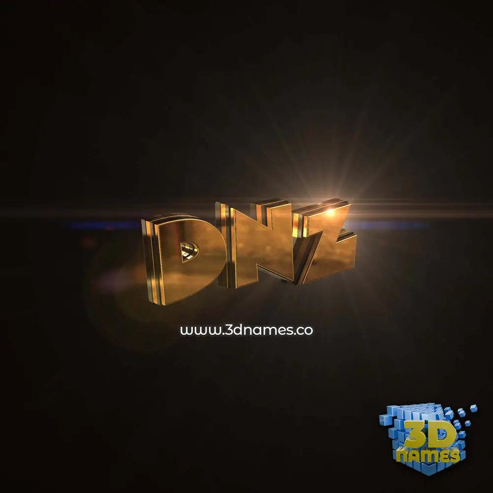 dnz in Golden Sparkle style - 3D name wallpaper