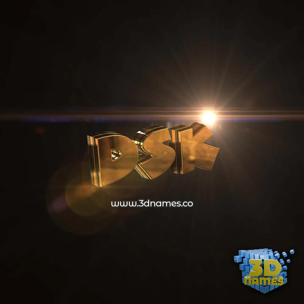 dsk in Golden Sparkle style - 3D name wallpaper