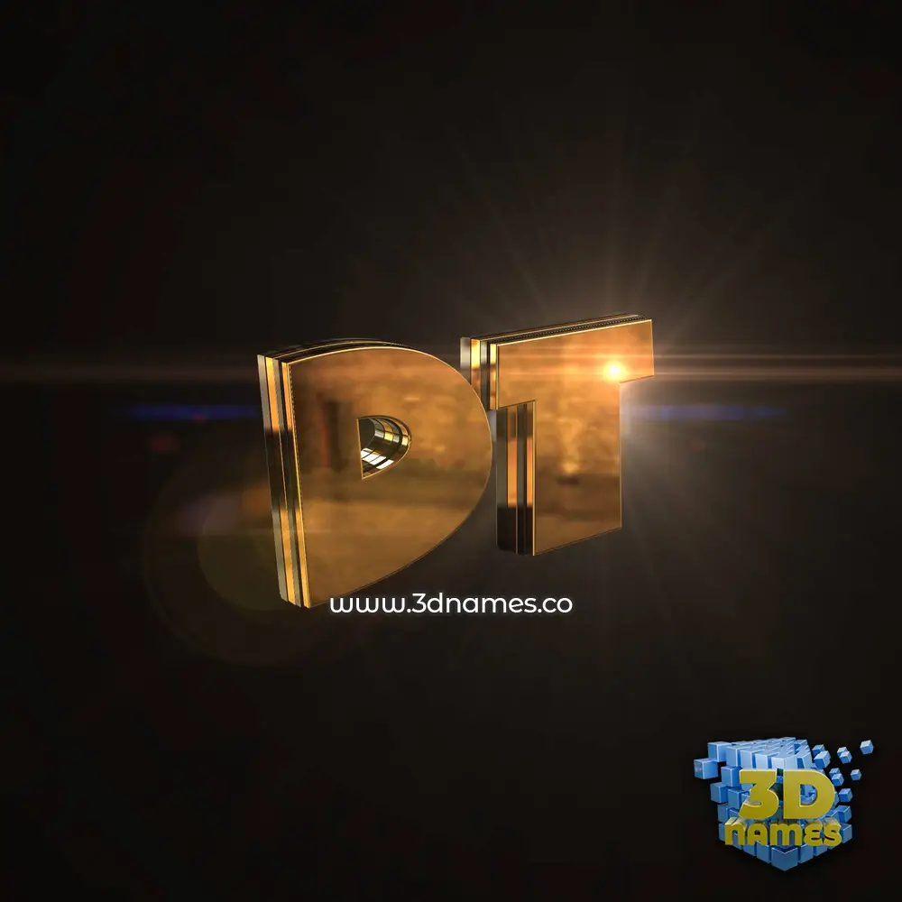 dt in Golden Sparkle style - 3D name wallpaper