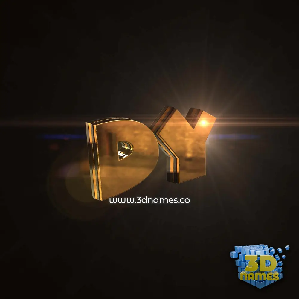dy in Golden Sparkle style - 3D name wallpaper