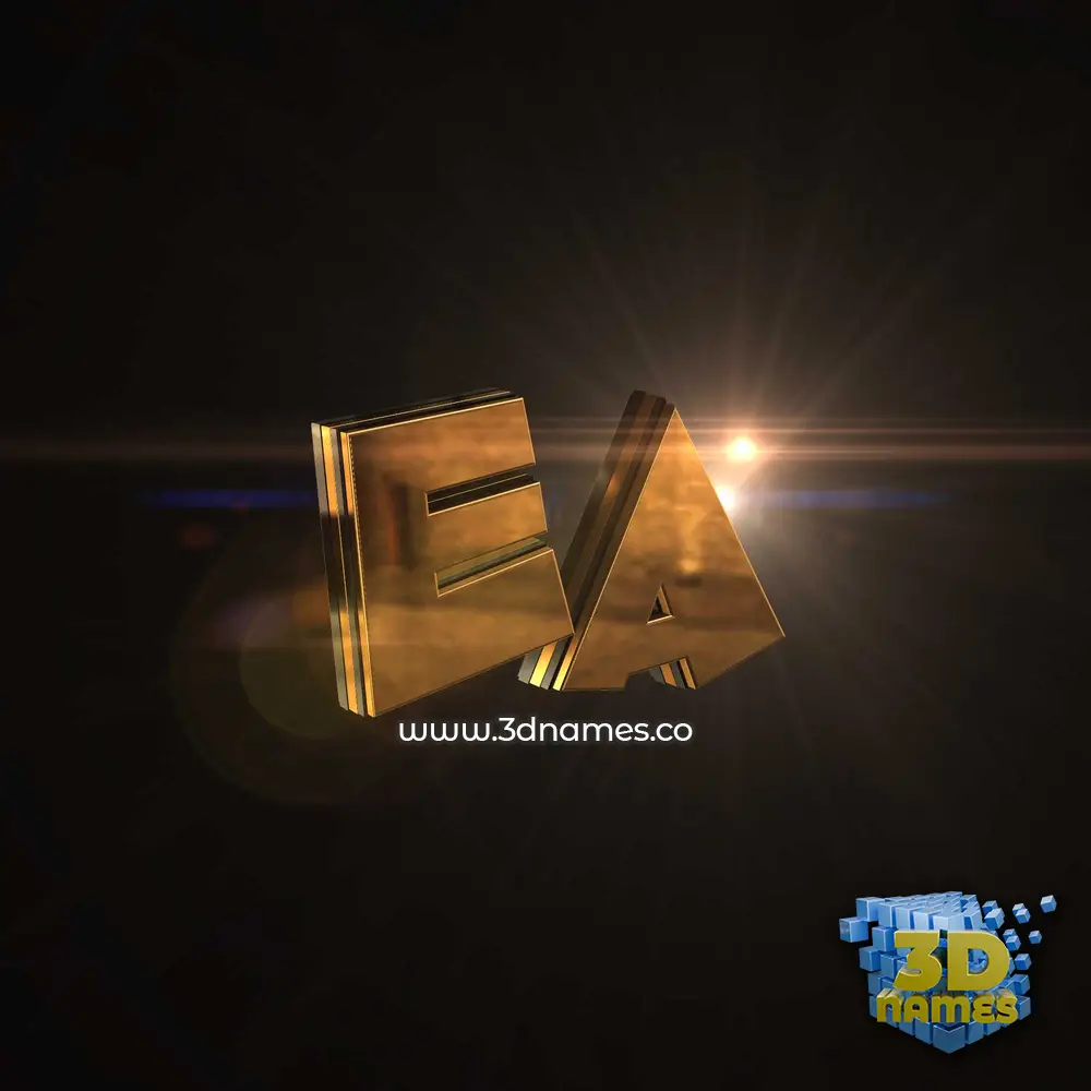 ea in Golden Sparkle style - 3D name wallpaper