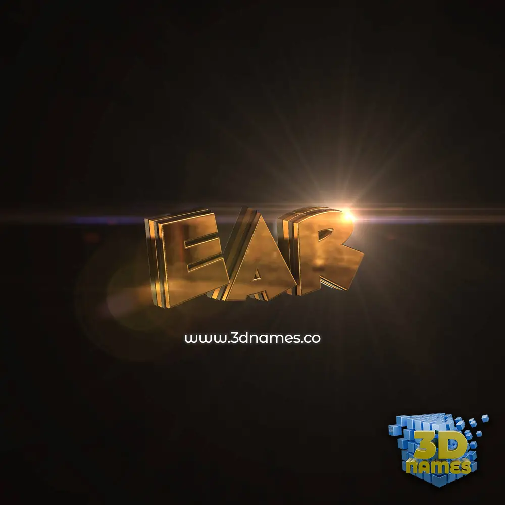 ear in Golden Sparkle style - 3D name wallpaper