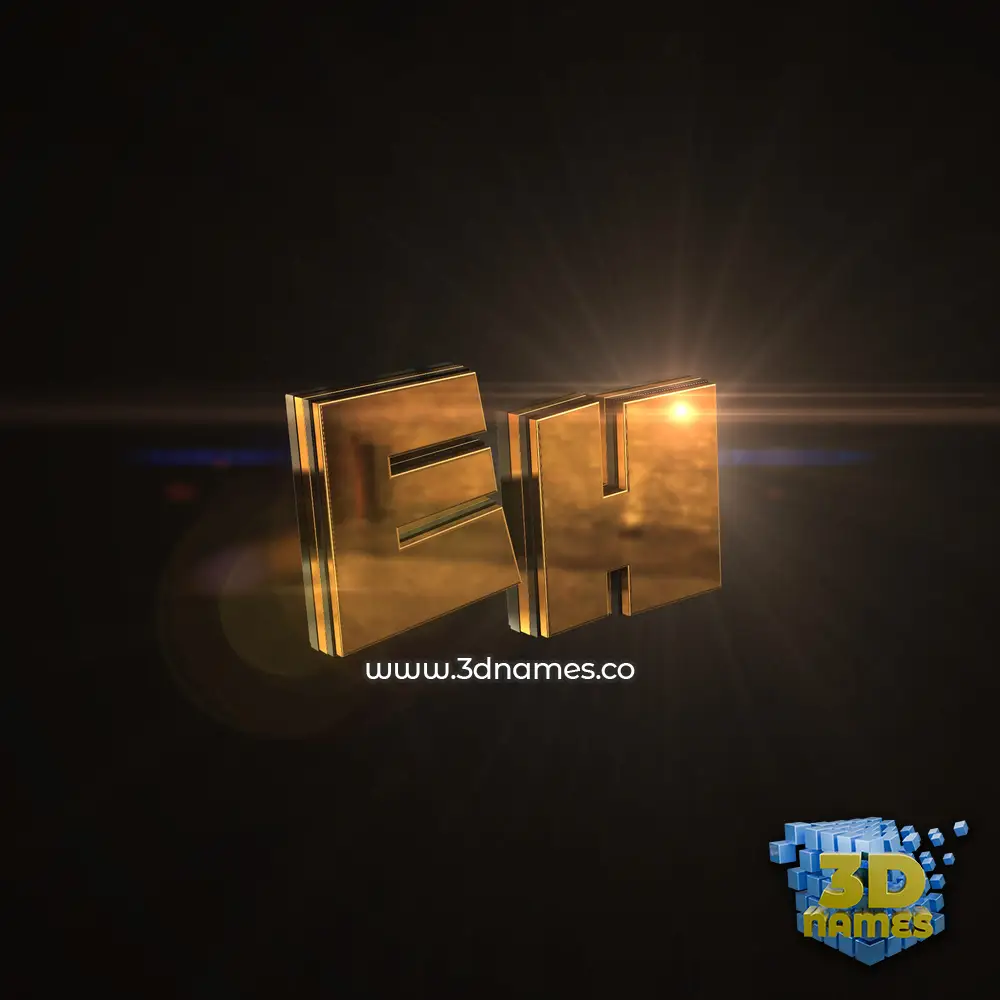 eh in Golden Sparkle style - 3D name wallpaper