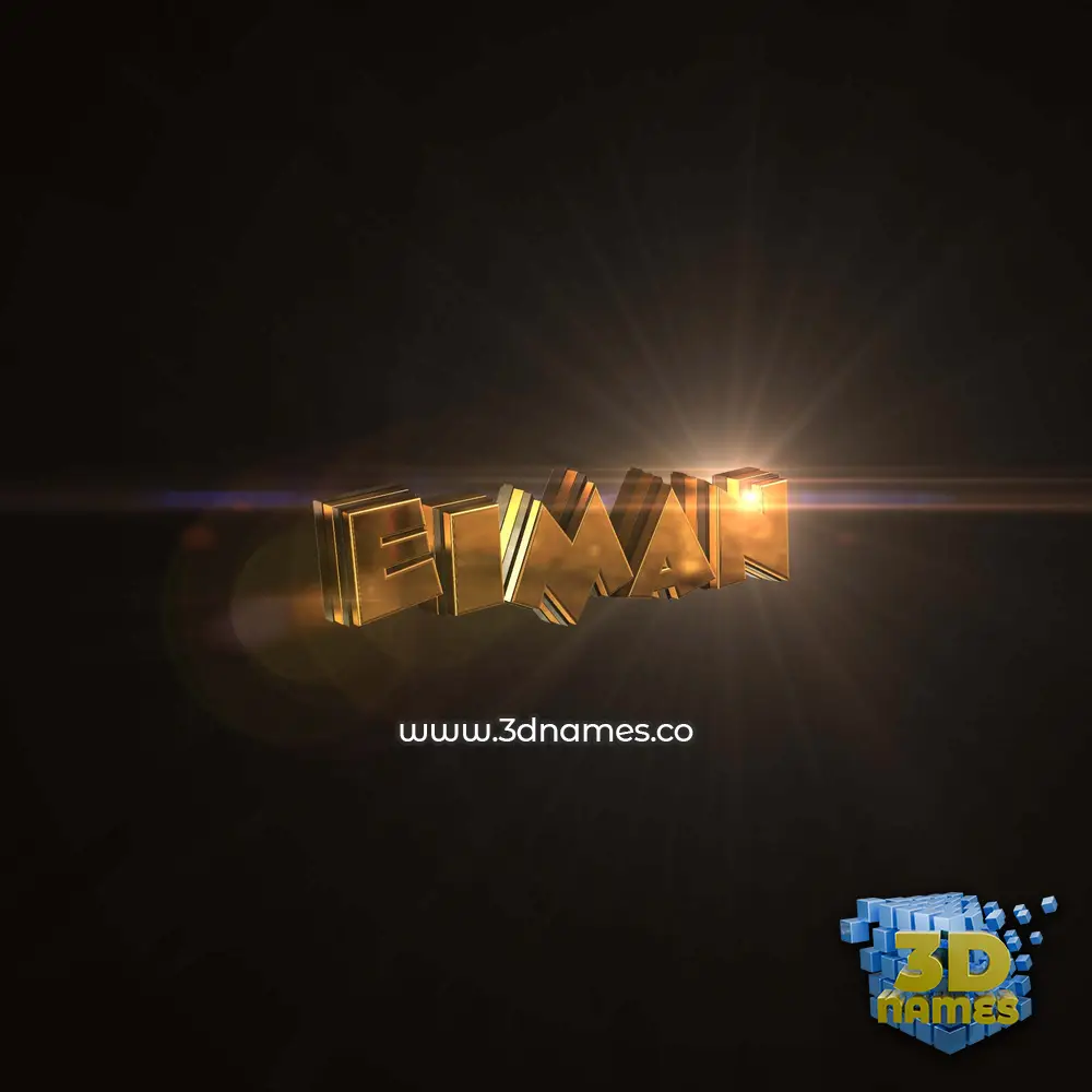 eiman in Golden Sparkle style - 3D name wallpaper