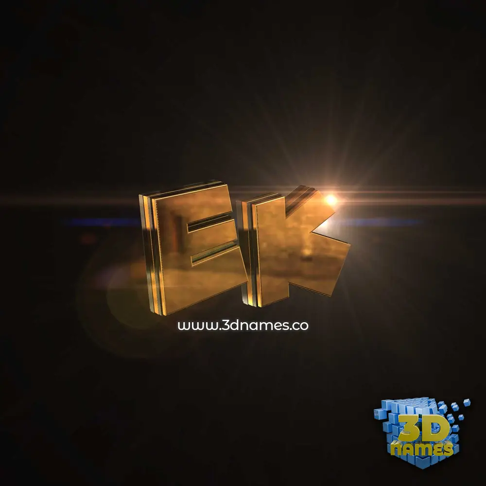 ek in Golden Sparkle style - 3D name wallpaper