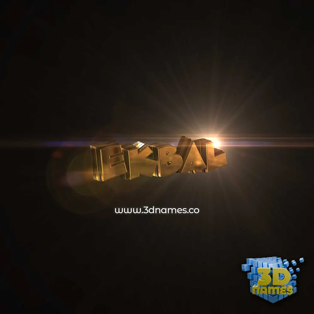 ekbal in Golden Sparkle style - 3D name wallpaper