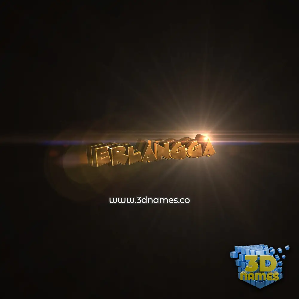 erlangga in Golden Sparkle style - 3D name wallpaper