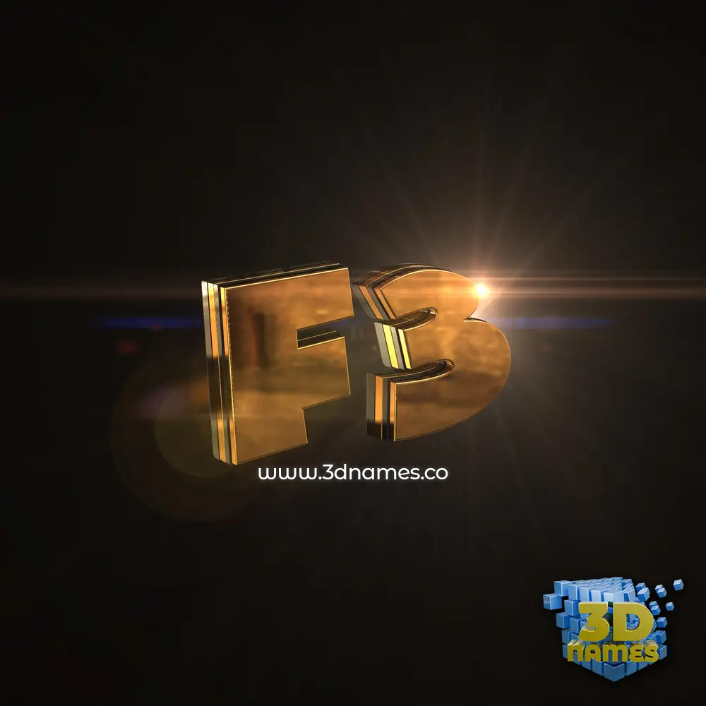 f3 in Golden Sparkle style - 3D name wallpaper