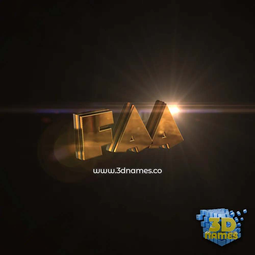 faa in Golden Sparkle style - 3D name wallpaper