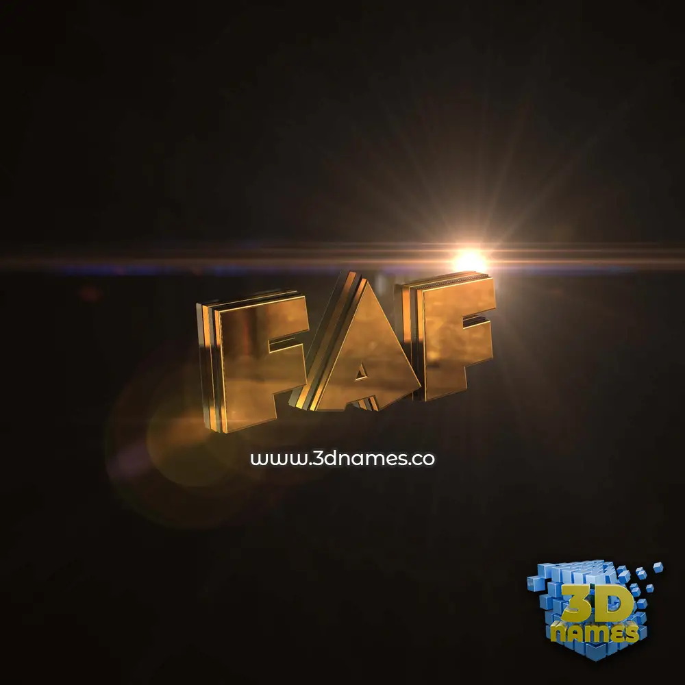 faf in Golden Sparkle style - 3D name wallpaper